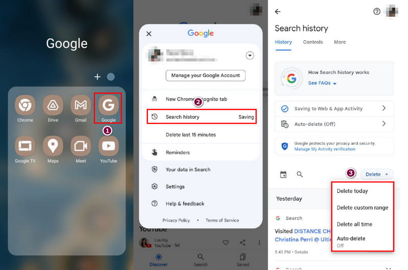 Ιστορικό διαγραφής Αναζήτησης Google
