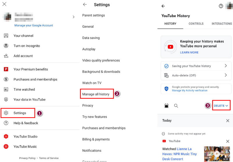 Ρυθμίσεις YouTube Διαχείριση διαγραφής όλου του ιστορικού