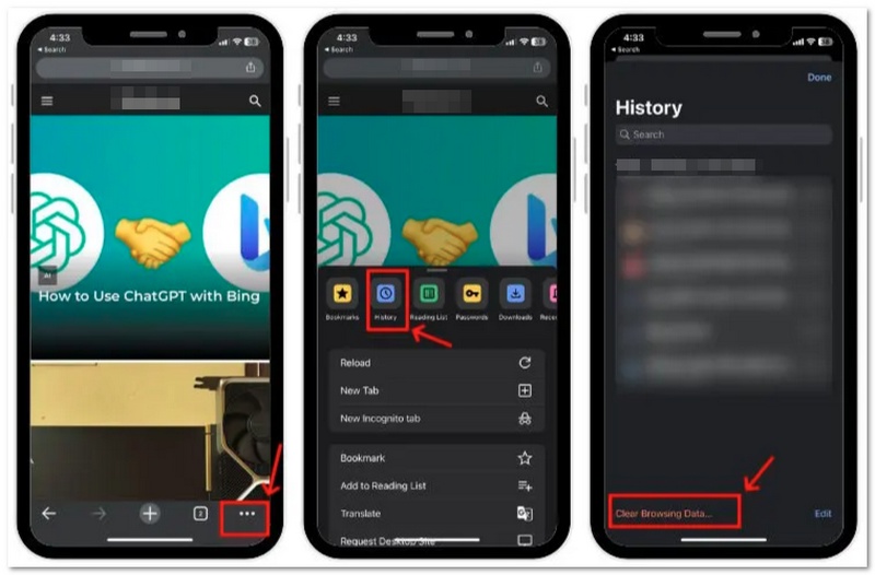 Tap Clear Browsing Data Chrome