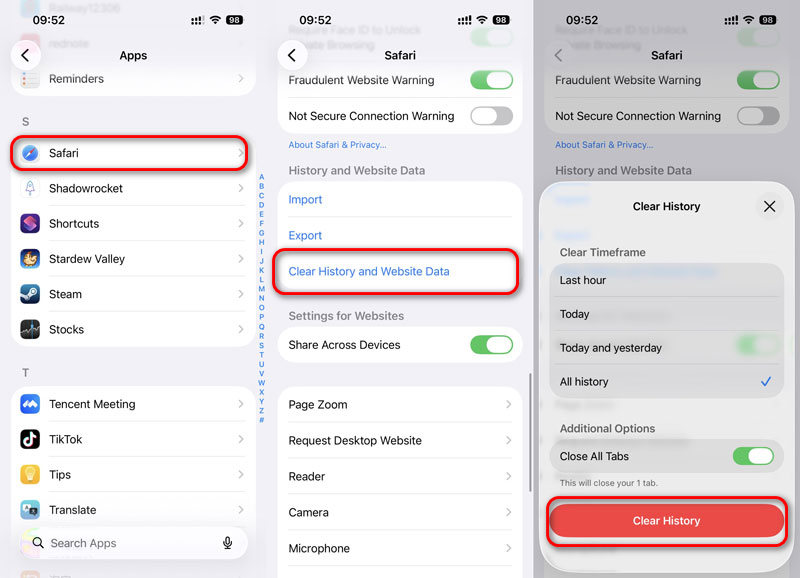 Clear Safari Ache Data