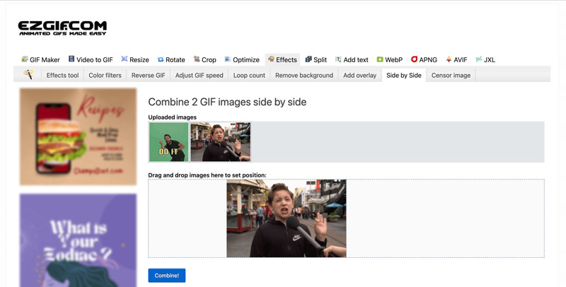 Combine GIFs Online Ezgif