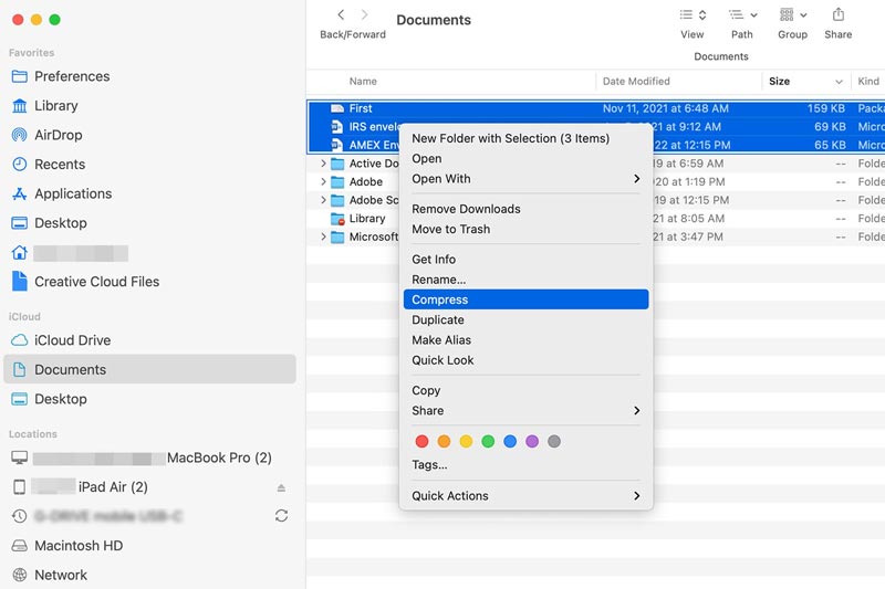 Compress Files on Mac Zip