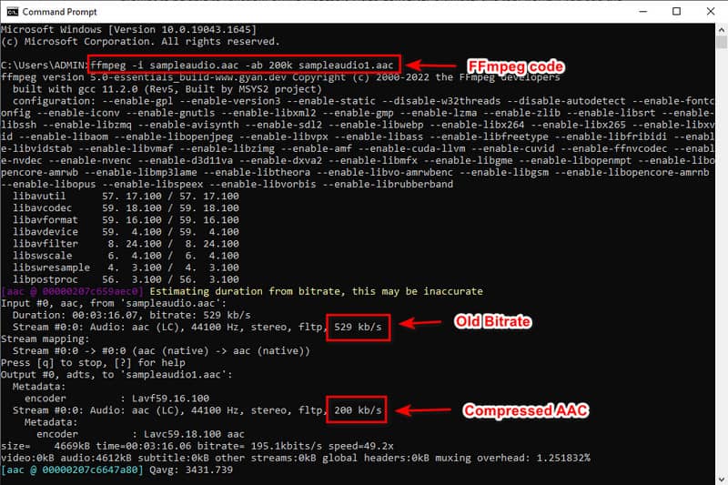 Komprimeret AAC Bitrate