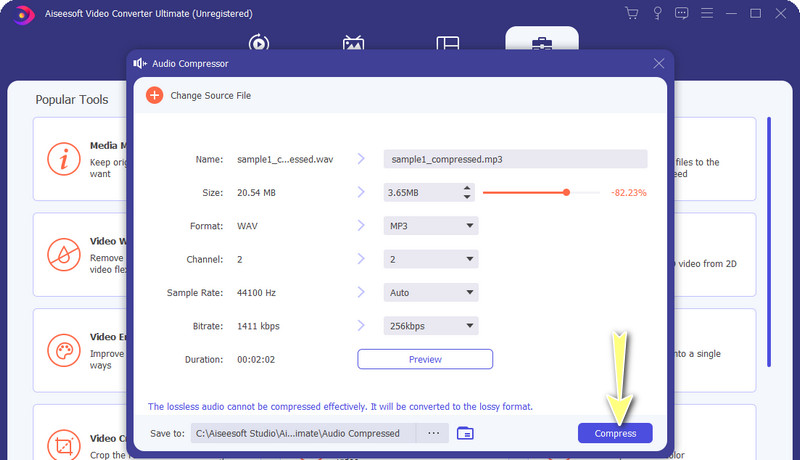 Audiobestand comprimeren