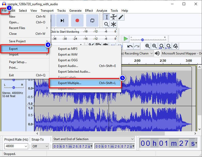 Komprimer WAV-fil