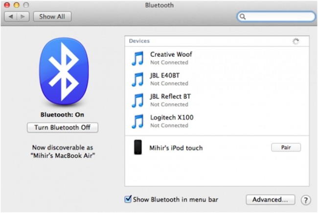 Bluetooth'u aç