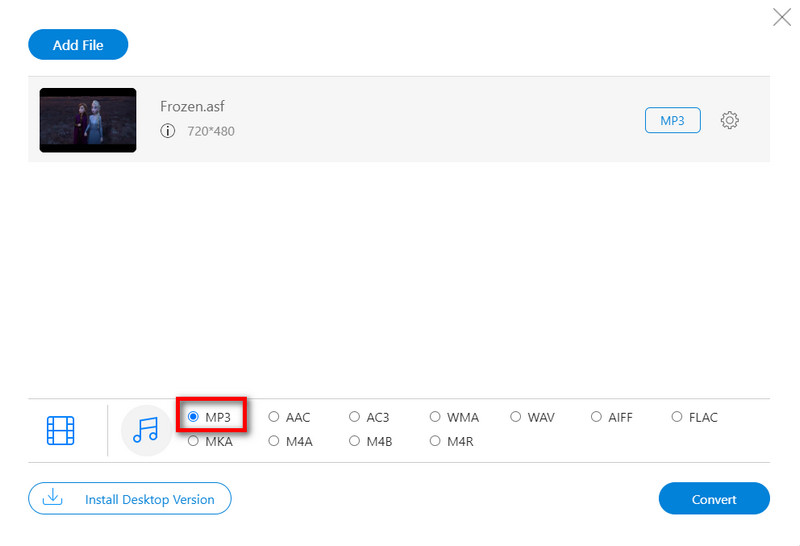 Vælg Mp3 Output Format