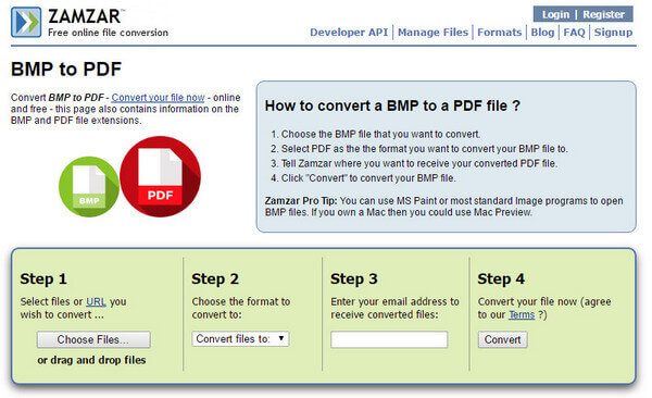 Замзар BMP в PDF