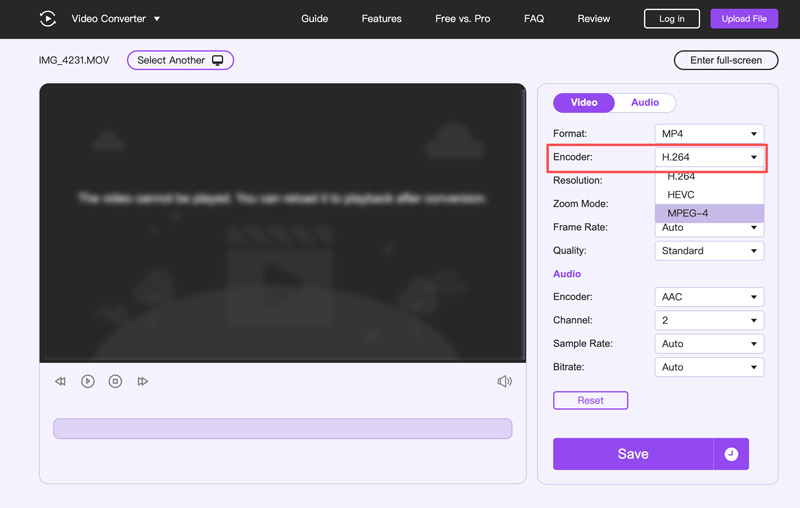 Convert H264 to MP4 Online Aiseesift FVC