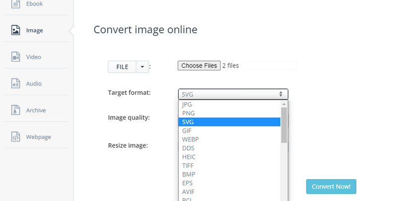 Select SVG Format