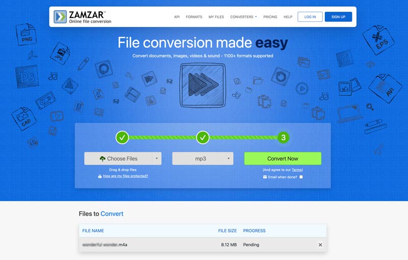Konvertera iTunes M4A-format till MP3 Online Zamzar