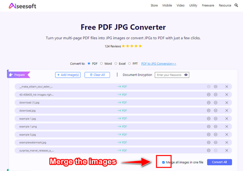 Slå sammen flere JPG-er som PDF