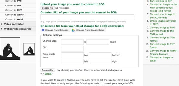Konverter JPG til ICO Online gratis