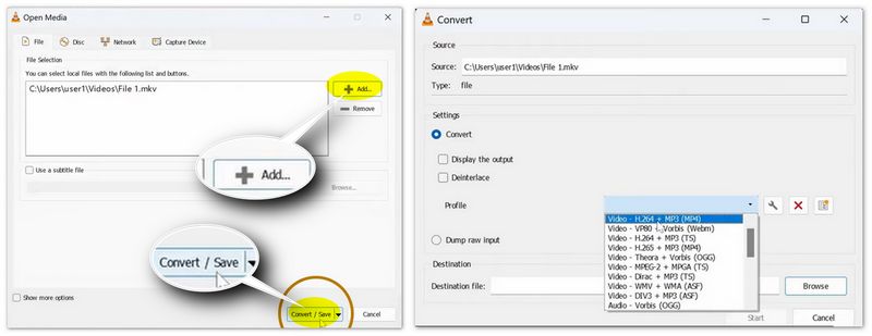 Add File And Select MP4 in VLC