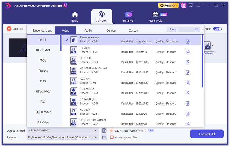 Choose MP4 Output Format