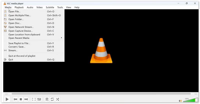 Open Media in VLC