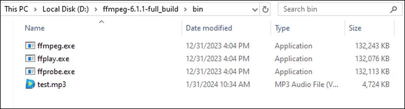 FFmpeg Bin Folder