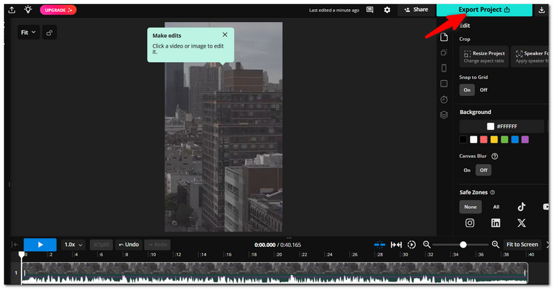 Click Export Project