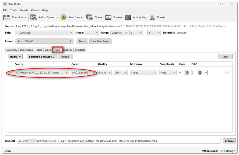 Pick AAC Audio Format