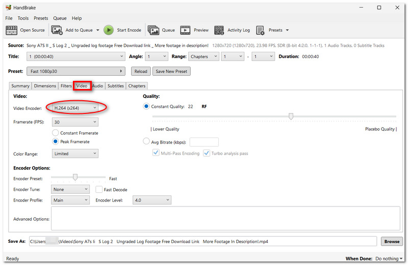 Select H264 Video Encoder