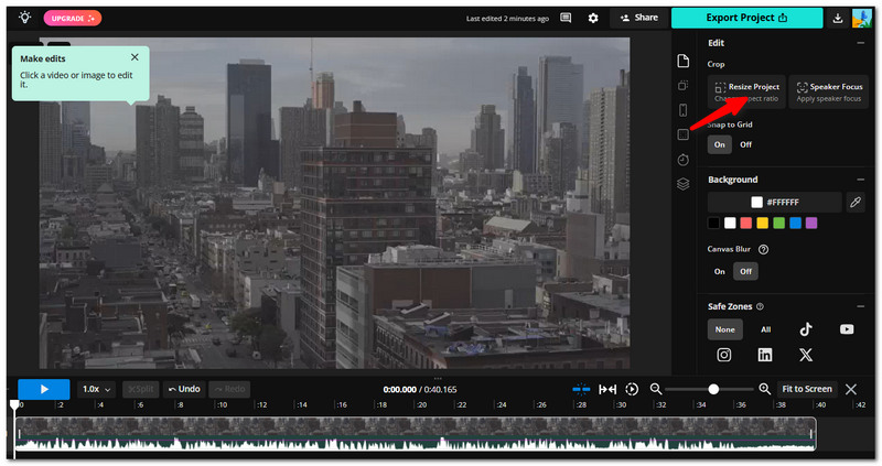 Select Resize Project
