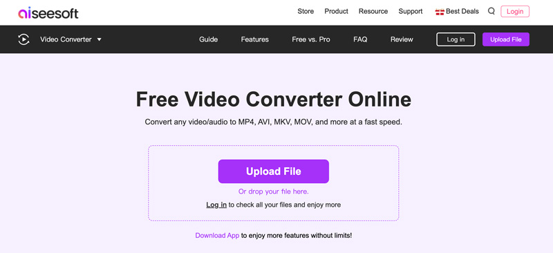 Aiseesoft gratis MP4 til MOV Converter Online