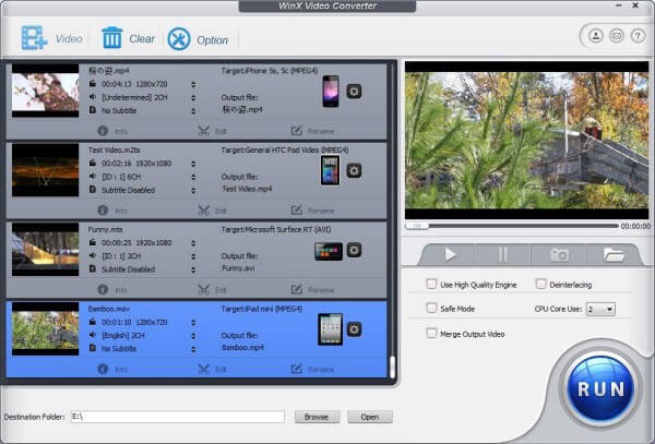 WinX Free MTS to AVI Converter