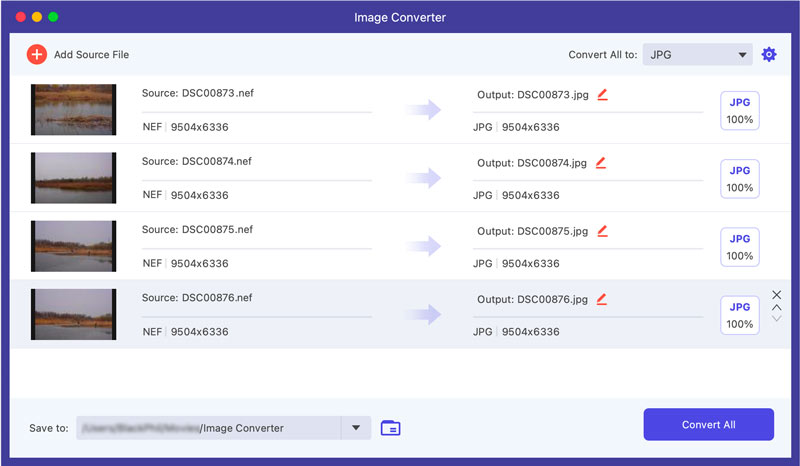 Převod NEF na JPG Mac VCU Image Converter