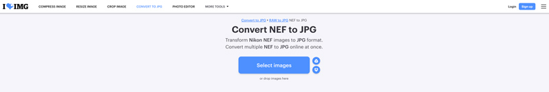 NEF konvertálása JPG Online iLoveIMG formátumba