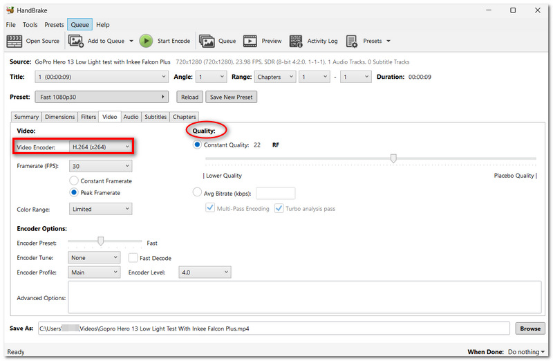 Set Video Encoder And Quality