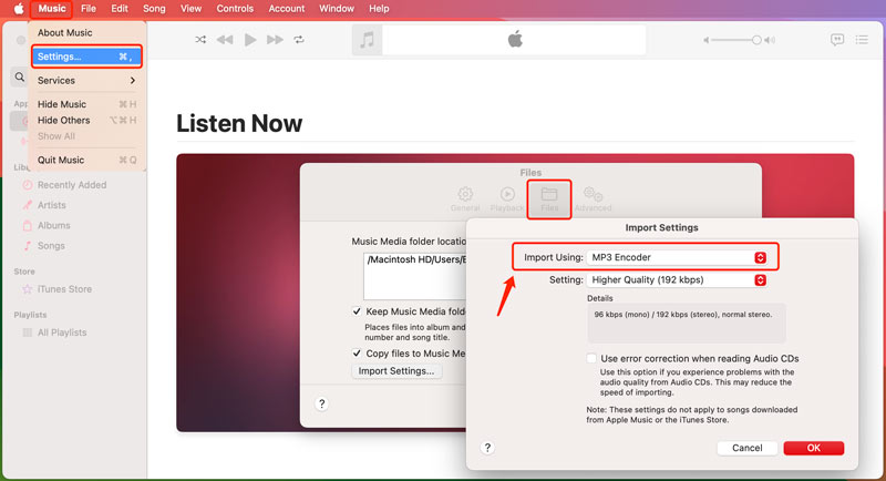 Mac Music Library Εισαγωγή με χρήση MP3