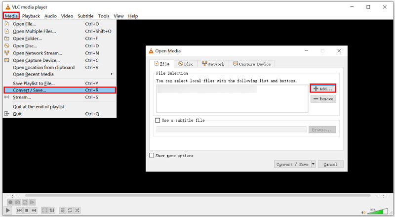 VLC Convert Сохранить функцию Windows
