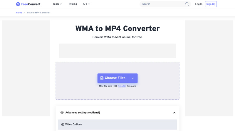 FreeConvert Конвертер WMA в MP4 онлайн