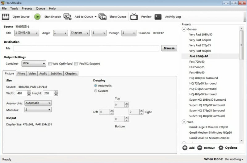 HandBrake Open Source Μετατροπή WMV σε MOV