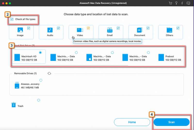 Seleziona File e Drive