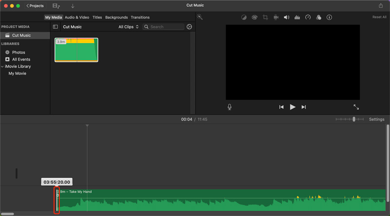 Klipp musik på iMovie Mac