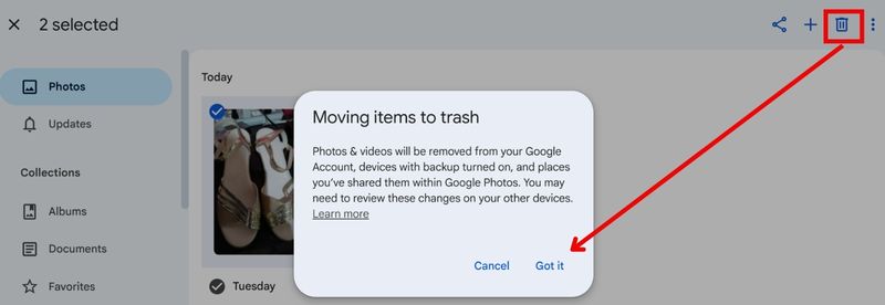 Click Trash Button