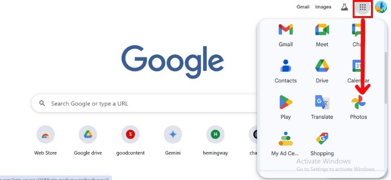 Select Google Photo App