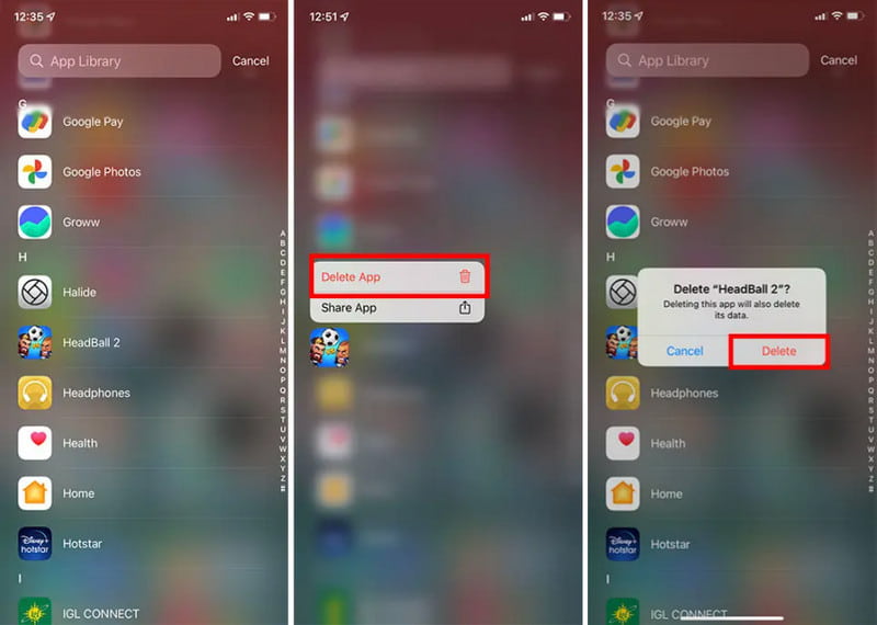 Odstranit domovskou obrazovku aplikace Odstranit hry z iPhone