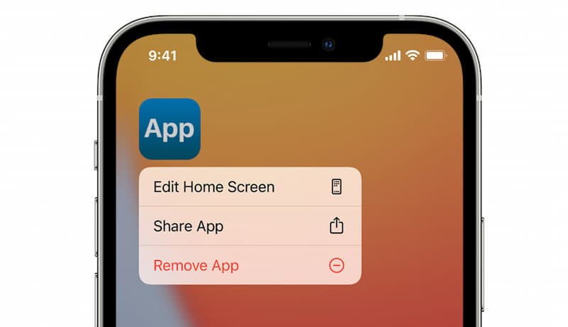 Hold App-ikonet for å slette