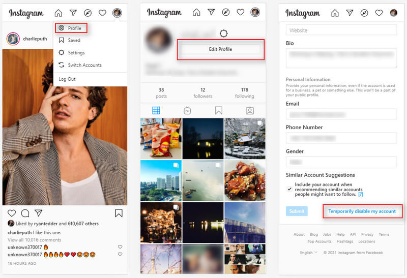 Temporarily Disable Instagram Instagram Hesabındaki Resim ve Videoları