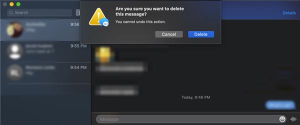 Удалить сообщение на Mac