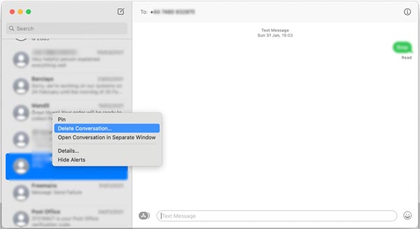 Πώς να διαγράψετε μια συνομιλία σε Mac