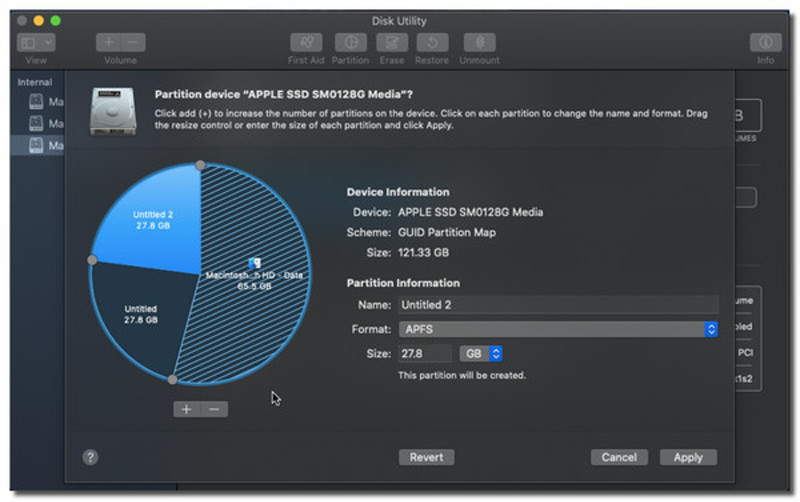 Disk Utility Διαγραφή διαμερίσματος σε Mac