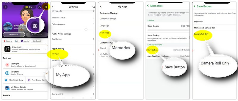 향후 스냅챗 사진 자동 저장 기능을 비활성화합니다.