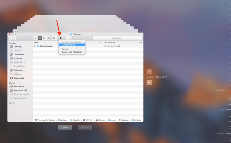 Delete Old Time Machine Backups Via Interface