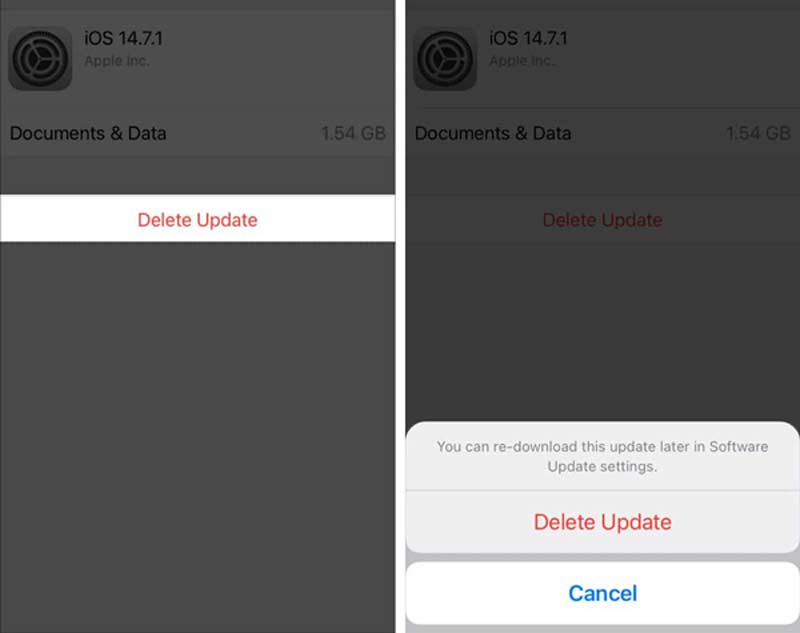 Gedownloade software-update op iPhone verwijderd