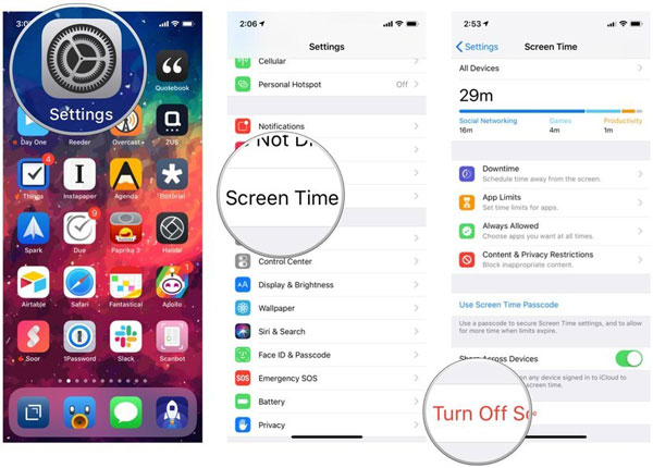 iOS Settings Screen Time Off