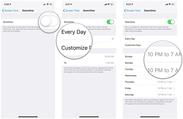 iOS-instellingen Screentime Downtime-instellingen