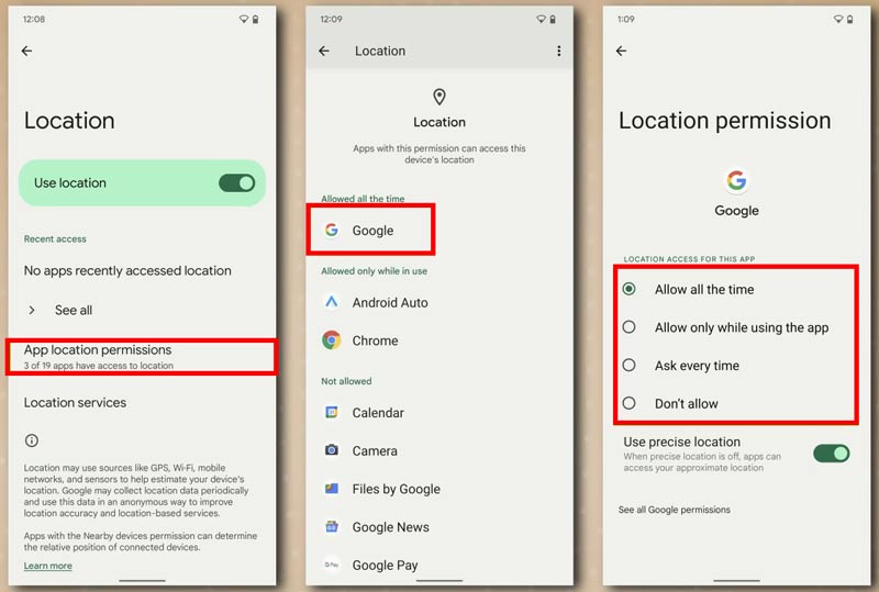 Adjust App Permissions for Location